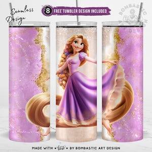Golden Hair Princess inspirierte Tumbler Wrap 20 Unzen, magische Zeichentrickfigur Tumbler Sublimation, Märchen Liebe Design PNG Skinny Digital