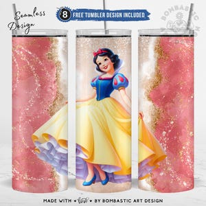 Princess as White as Snow Inspired Tumbler Wrap 20oz, True Love’s Kiss Cartoon Character Fairytale Sublimation Design Skinny PNG, Digital