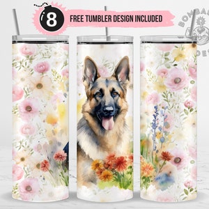 German Shepherd Dog Tumbler Wrap Sublimation Design PNG Dog Mom Tumbler Wrap Seamless 20 oz Skinny Dog Mama Gift Dog Lovers Tumbler Template