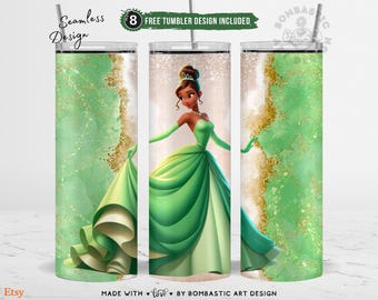 Dream Big Princess Inspired Tumbler Wrap 20oz, Hardworking Spirit & Magical Charm Cartoon Princess Sublimation Design, Skinny PNG, Digital