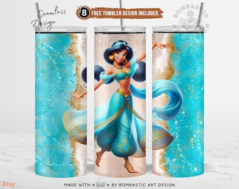 Royal Princess Inspired Tumbler Wrap 20oz, Desert Dreams Cartoon Character Princess Sublimation Design, Skinny Tumbler PNG, Digital Download