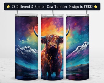 Highland Cow Tumbler Wrap PNG, 20 oz Skinny Cow Tumbler Sublimation Design, Highland Cow Tumbler Wrap Sublimation Design, Digital Download