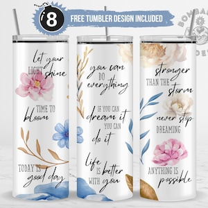 Positive Quotes Affirmations Tumbler Wrap Sublimation PNG, 20 oz Skinny Motivational Inspirational Tumbler Design - Digital Download