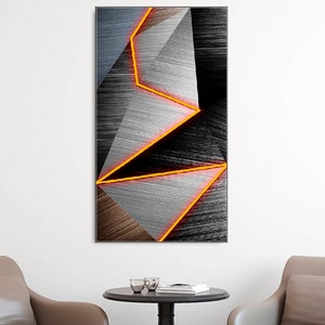 Extra large geometrical framed wall art, dark floating frame canvas print, living room designer artwork, contemporary wall art for gift
