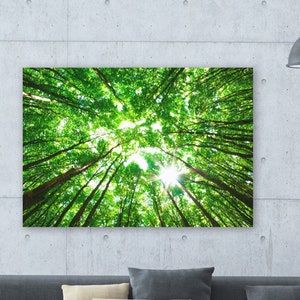 Forest canvas art, extra large forest painting, wood art prints, green tree art, woodland canvas wall art, wall art canvas nature