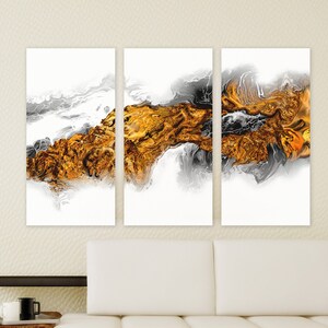 Minimalisme abstracte schilderijen, wit en goud schilderen, horizontale extra grote muurkunst, modern abstract canvas schilderij