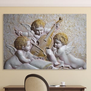 Impresión en lienzo de alas de ángel: arte religioso para la pared de la cocina