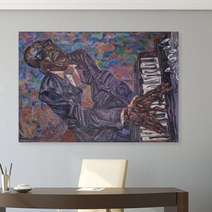African american art black man canvas art modern printable wall art music poster jazz painting piano art print african wall art picture gift