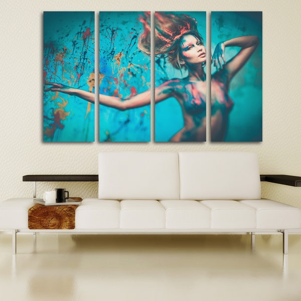 Sexy naked woman extra large canvas wall art printable, nude woman poster