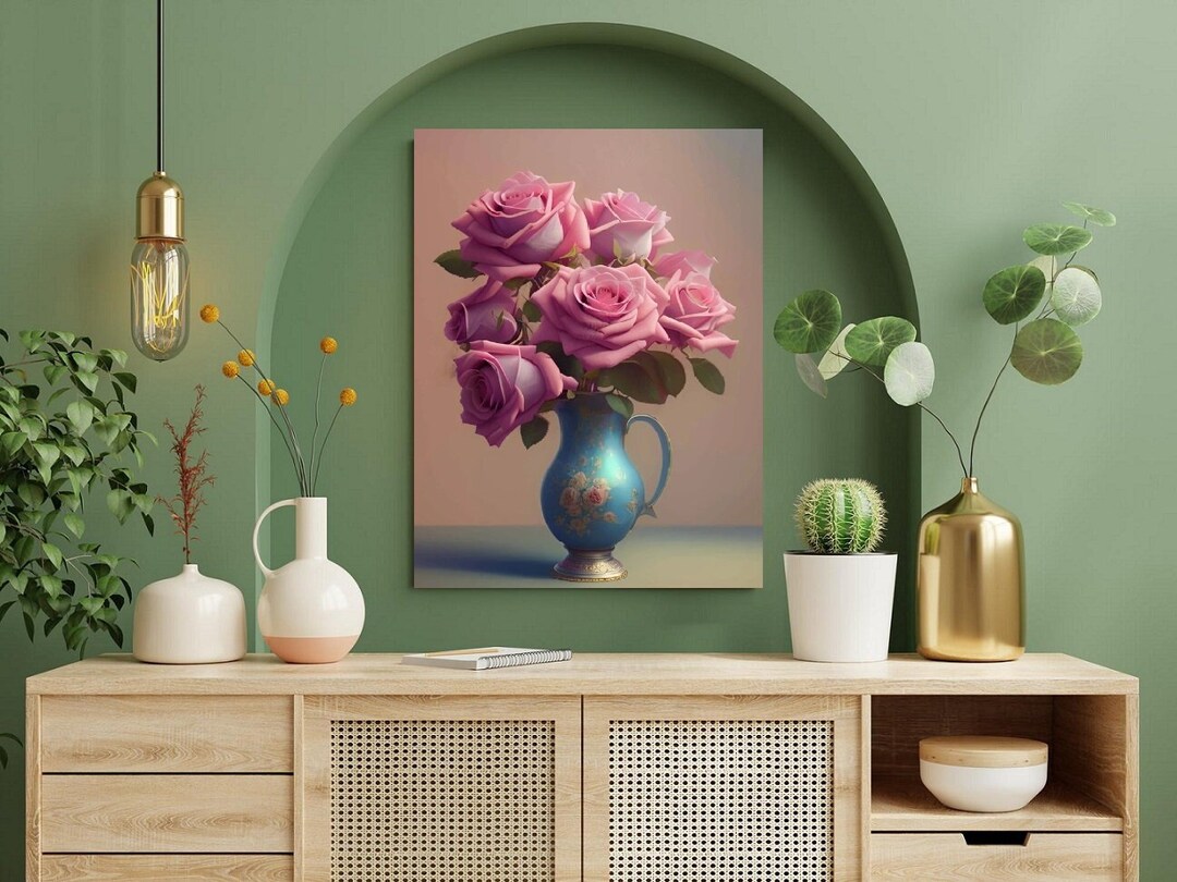 Large Floral Wall Art, Roses Floater Frame Canvas Print, Flower Hanging ...