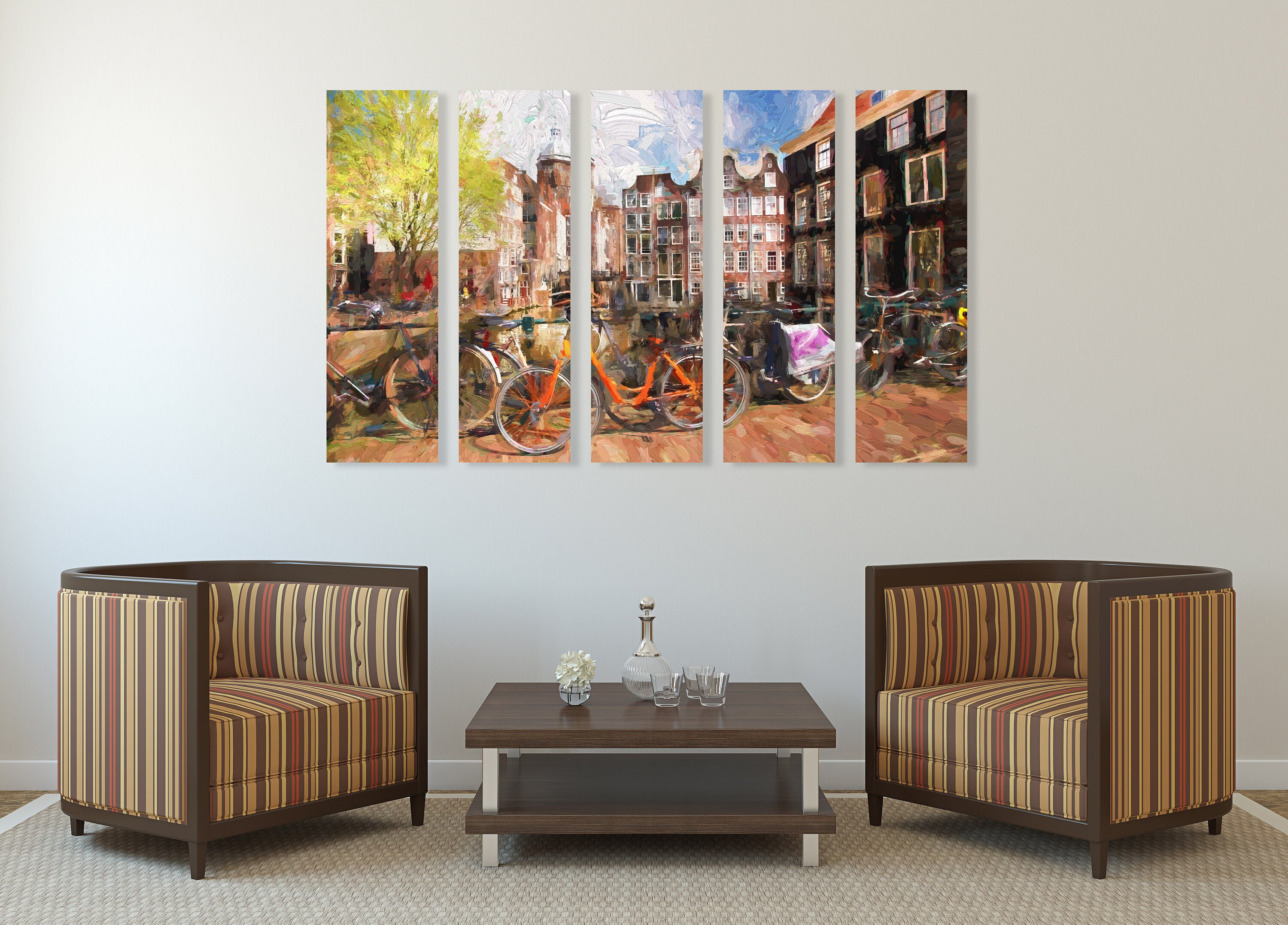 Amsterdam Wall Art, City Painting, Home Town Wall Art, сity Prints Extra Large Canvas Wall Art