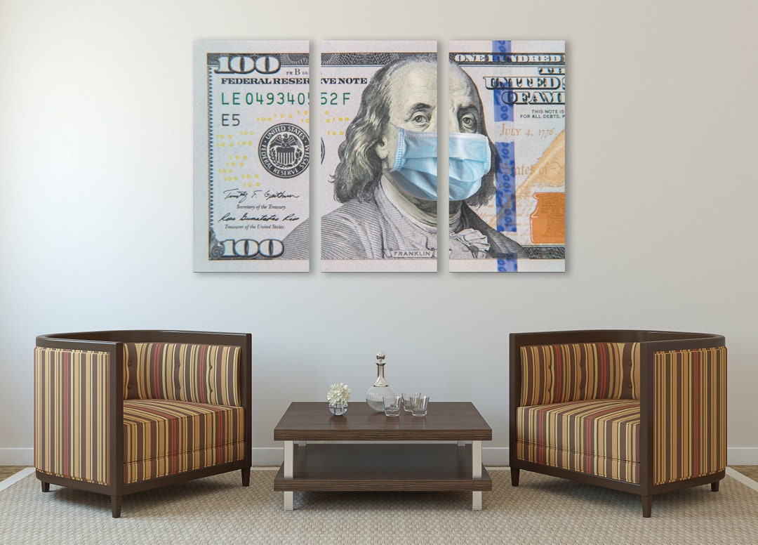 Dollar Bill Wall Art, Money Wall Art, Mask Wall Art, Modern Printable