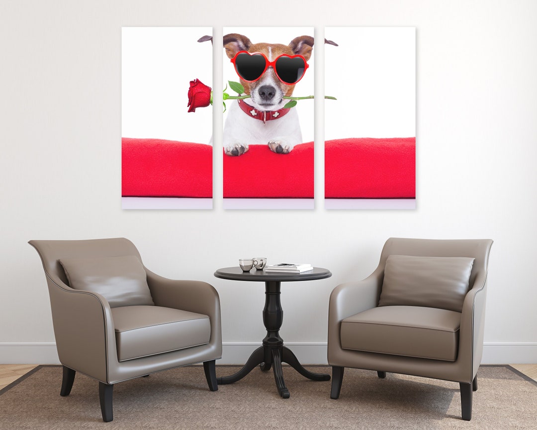 Dog Art Canvas Print: Red Rose Pet Portrait Wall Art - Etsy