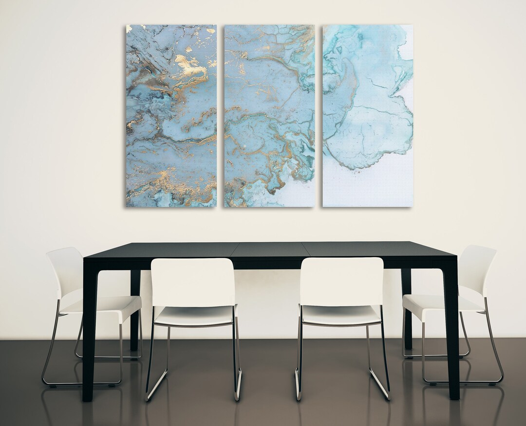 Abstract Blue and Gold Modern Extra Large Canvas Wall Art Printable - Etsy