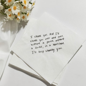Personalized Handwritten Note Napkins,Custom Love Note Handwriting,, Wedding Cocktail Napkins, Wedding Napkins, Handwriting  note napkins