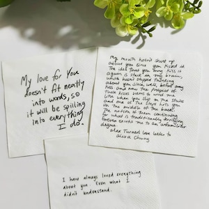 Custom Love Note Handwriting Napkins, Personalized Handwritten Note Napkin Printed Napkins, Custom Love Note Napkins,Text print napkins