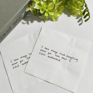 Custom Love Note Handwriting Napkins, Personalized Handwritten Note Napkin Printed Napkins, Custom Love Note Napkin, Wedding Cocktail napkin