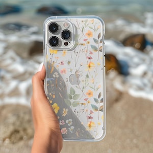 Clear Phone Case, Pressed Flower Phone Case Wildflower Aesthetic, Transparent iphone 16e to 11 case, galaxy, pixel, Floral Summer Phone Case