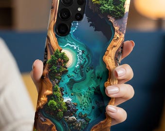 Little Beach Kunstharz & Holz Handyhülle, Luftnatur iPhone, Galaxy, Pixel Cover