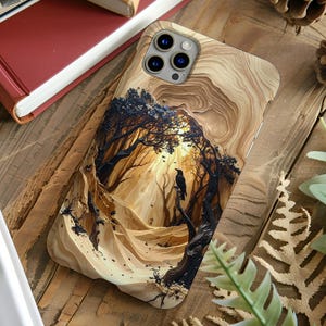 Sand Forest Phone Case, Crow iPhone, Galaxy, Pixel Cover