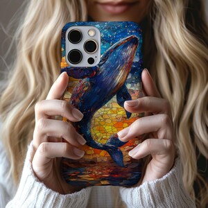 Whale Phone Case, Stained Glass Phone Sea Animal Case Oceancore Aesthetic for iPhone Samsung Pixel iphone 16e Case