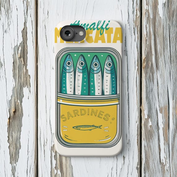 Amalfi Sardine Phone Case, Tinned Fish Coastal Design