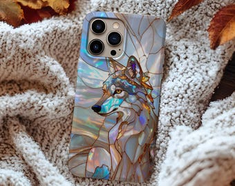 Stained Glass Wolf Phone Case, iPhone 16e Case, 12-16 Pro Max, Pixel 7-9 Galaxy 22-s25 ultra