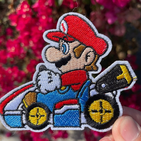 Mario Kart Patch Iron on | Super Mario Bros | Nintendo 64 | Cool kids party patches| For Jackets, Hats, Pants +FREE Sticker