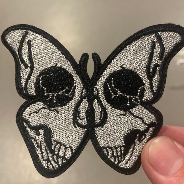 Skull Butterfly Iron On Patch | Skeleton Butterfly| For Jackets, Hats, Pants +FREE Sticker