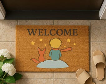 Little Prince Welcome Doormat: Fox & Boy Coir Entry Rug