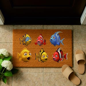 Colorful Cartoon Fish Doormat – Cute Ocean Theme Entry Rug for Kids & Families | Fun Welcome Mat | Under the Sea Decor