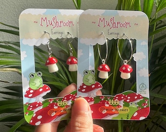 Mushroom earrings all colors, Nature Lover Gift, Cute Earrings, Unique Gift Idea, Nature Inspired, Gift for Mushroom Lover