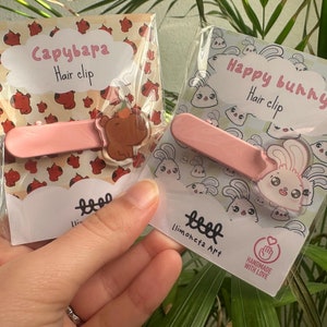 Capybara Hair Clip ~ Cute Animal Hair Accessory ~ Kawaii Capybara Gift for Kids, Teens, and Animal Lovers ~ Bunny Hair Clip Kawaii accessory