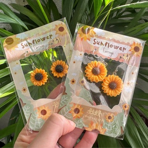 Sonnenblumen-Ohrringe ~ Sonnenblumen-Kawaii-Accessoire ~ Herbststimmung Sonnenblume ~ Hängeohrringe ~ Ausgefallene Sonnenblumen-Ohrringe für Frauen