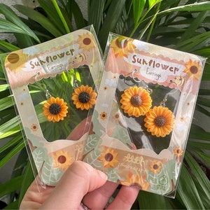 Sunflower earrings dangle / SunFlower Kawaii accessory Autumn vibes Sunflower, Dangler Earrings, Quirky / sunflower earrings for women imagen 1