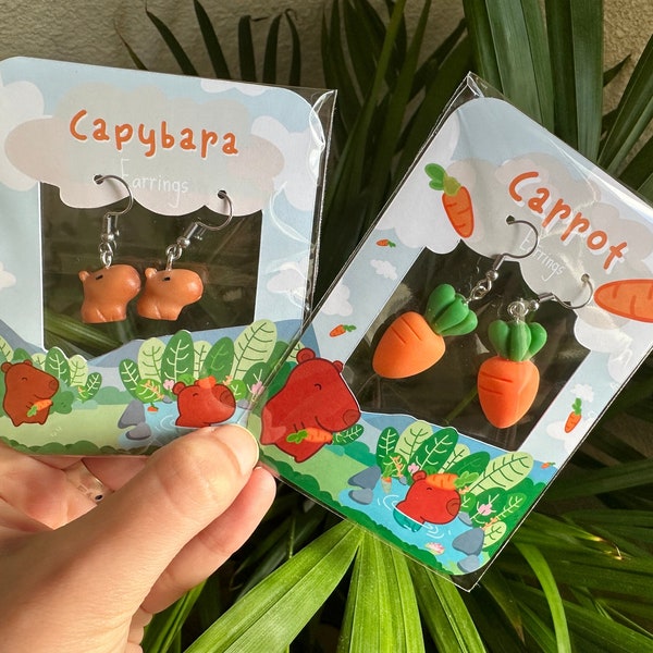 Capybara earrings / Carrot earrings / cute capybara / capibara