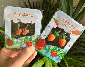 Capybara earrings / Carrot earrings / cute capybara / capibara