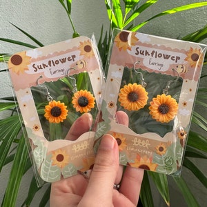 Sunflower earrings dangle / SunFlower Kawaii accessory Autumn vibes Sunflower, Dangler Earrings, Quirky / sunflower earrings for women imagen 6