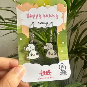 Hasenohrringe ~Kawaii Hasenkopf-Tropfenohrringe – Limitierte Auflage ~ Lustiges und mutiges Geschenk für Sie ~ Einzigartiges handgefertigtes Accessoire ~ Niedliche Ohrringe