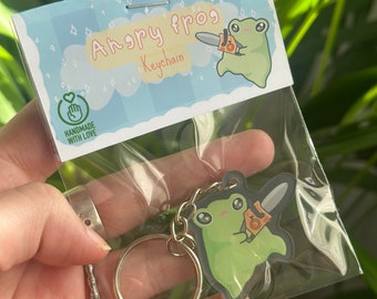 Frog keychain, frog lover gift, cute frog keychain,  kawai chainsaw , acrylic keychain, keychain charm , adorable frog gift