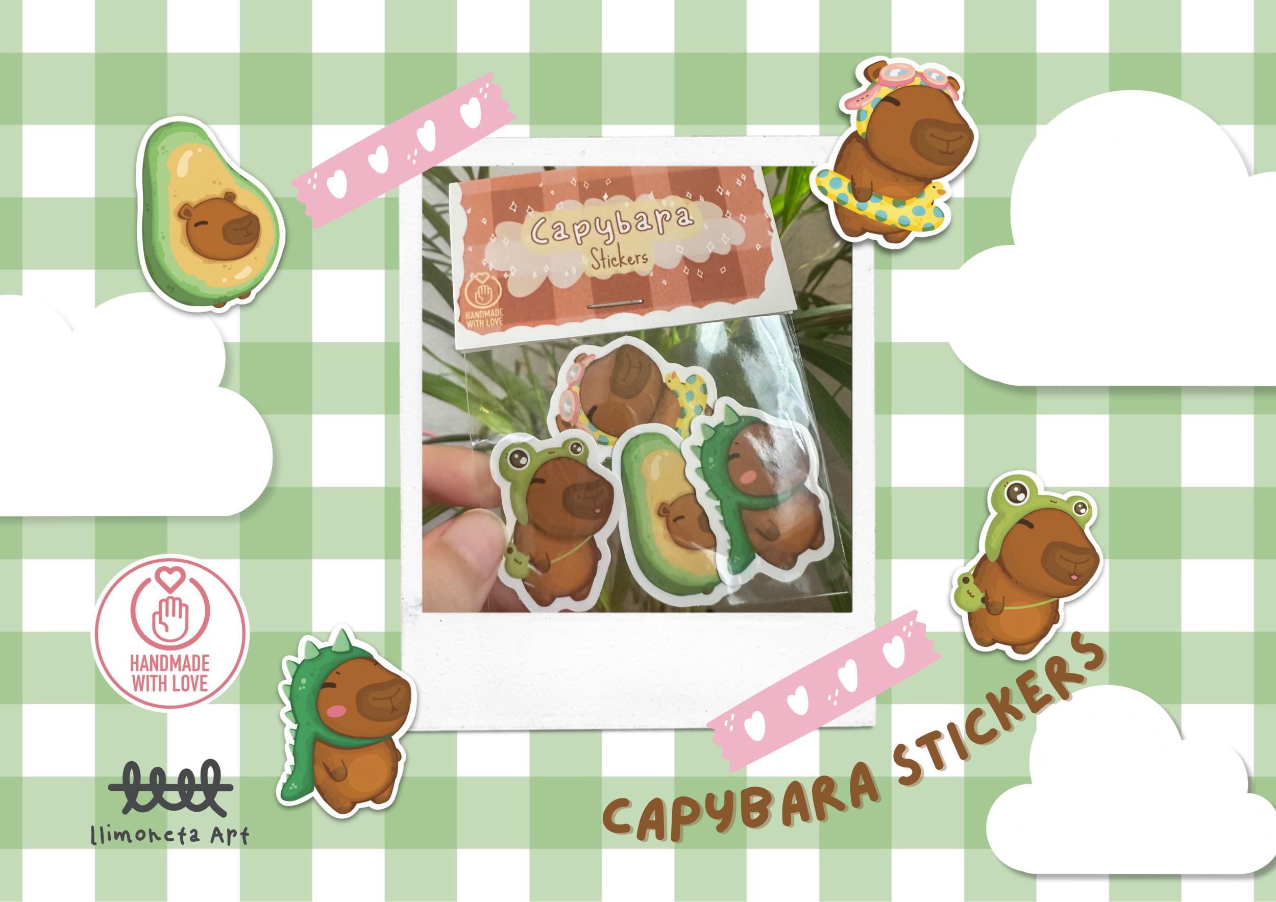 Capybara Sticker Example Capybara Sticker Pack X4 – Cute Water-resistant Vinyl Stickers - Etsy