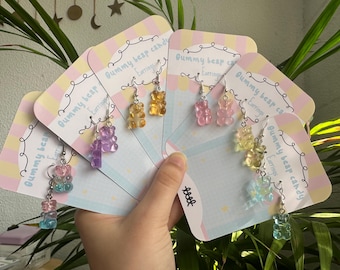 Gummy Bear Earrings/ Resin Gummy Bear Drop Earrings/Dangle Earrings/ Candy Earrings/ Stocking Stuffer/ Jewelry/ 1 Pair CUTE PACKAGING