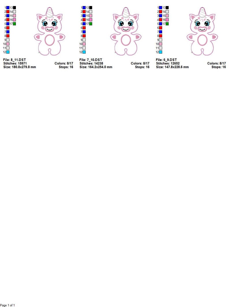 Unicorn Cute Soft Toy Digital Design for Machine Embroidery ITH Pattern