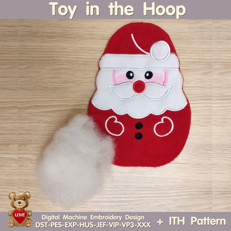 ITH Christmas Santa Xmas Toy Soft Stuffed in the Hoop Digital Design Ith Christmas