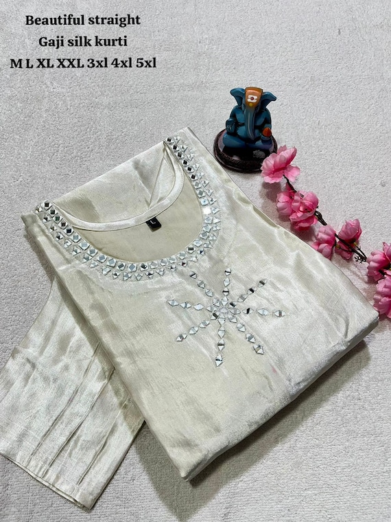 Buy White Mirror Work Jacket And Kurta Set KALKI Fashion India