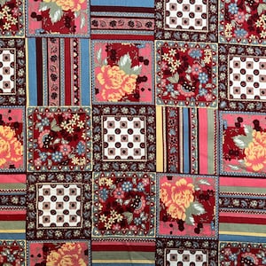 Burgundy Patchwork Style Vintage Cotton