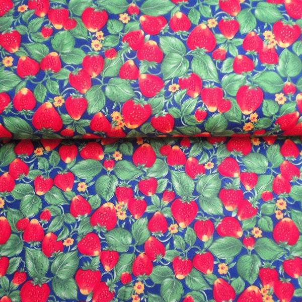 Strawberry Cotton Craft Fabric, Vintage Fabric
