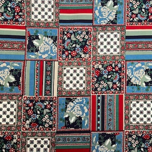 Navy Blue Patchwork Style Vintage Cotton Fabric