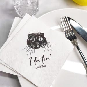 Personalized Pet Face Wedding Napkins: Custom Dog & Cat Cocktail Decor