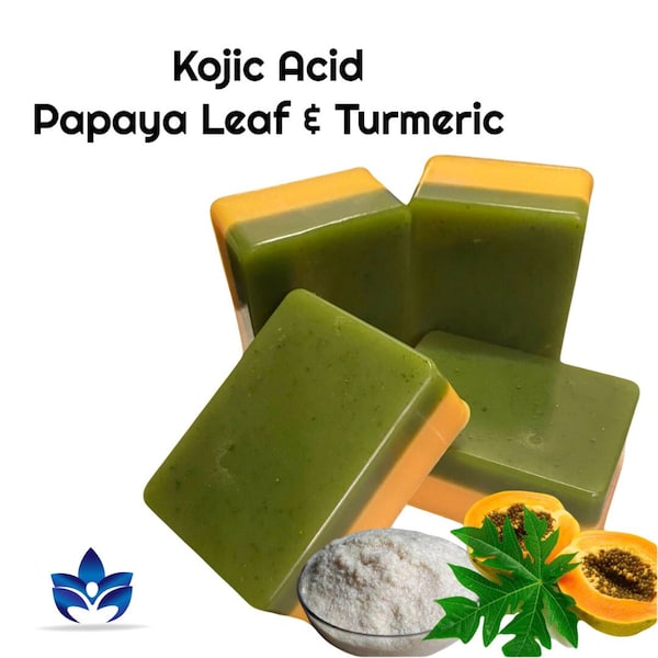 Acide kojique, poudre de curcuma et de feuilles de papaye|| Pain de savon naturel pour le visage (SAVON SPÉCIALISÉ)